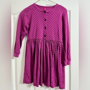 Hanna Andersson Polka Dot Girls Dress - Purple Black Dots Retro Excellent